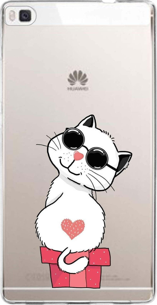 Huawei P8 Uyumlu Kapak Coolcat Tasarımlı Şeffaf Silikon Kılıf