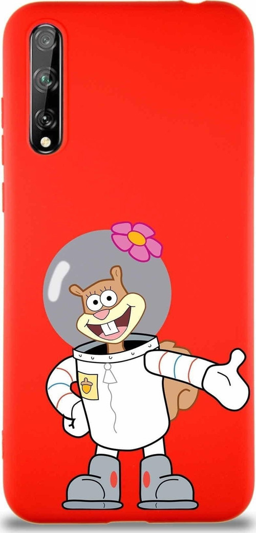 Huawei Y8P Soft Premier Kapak Sandy Tasarımlı Silikon Kılıf - Kırmızı