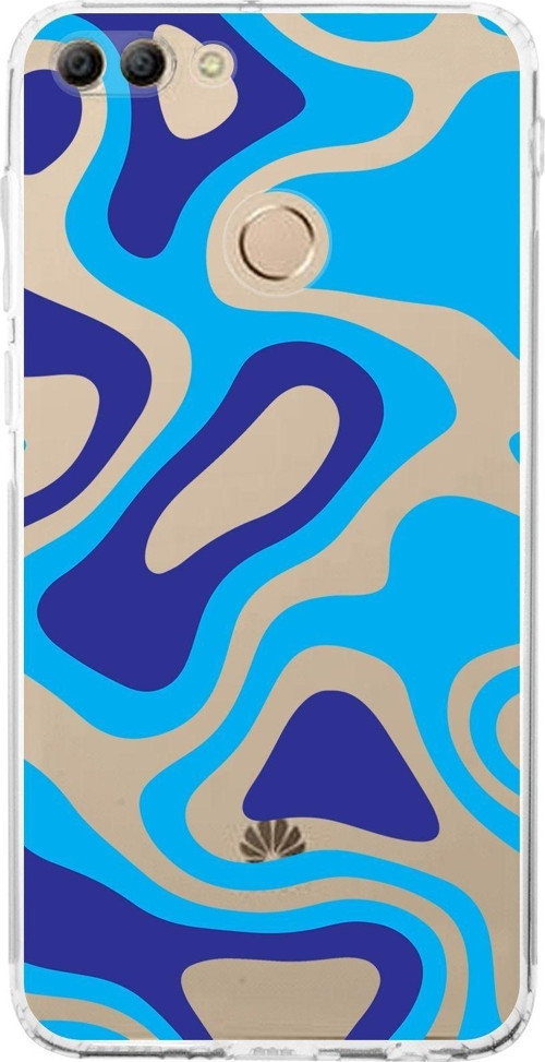 Huawei Y9 2018 Kamera Korumalı Kapak Renkli Desen Tasarımlı Şeffaf Kılıf