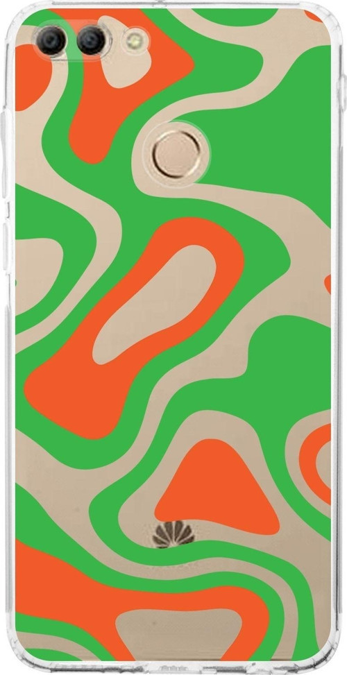 Huawei Y9 2018 Kamera Korumalı Kapak Renkli Desen Tasarımlı Şeffaf Kılıf