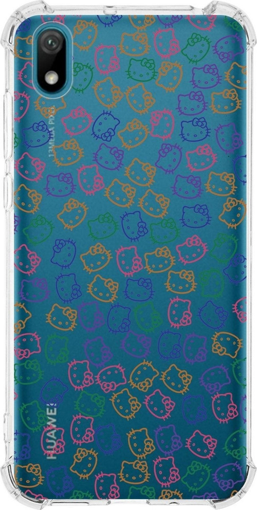 Huawei Y5 2019 Köşe Korumalı Antişok Kapak Hello Kitty Tasarımlı Şeffaf Kılıf