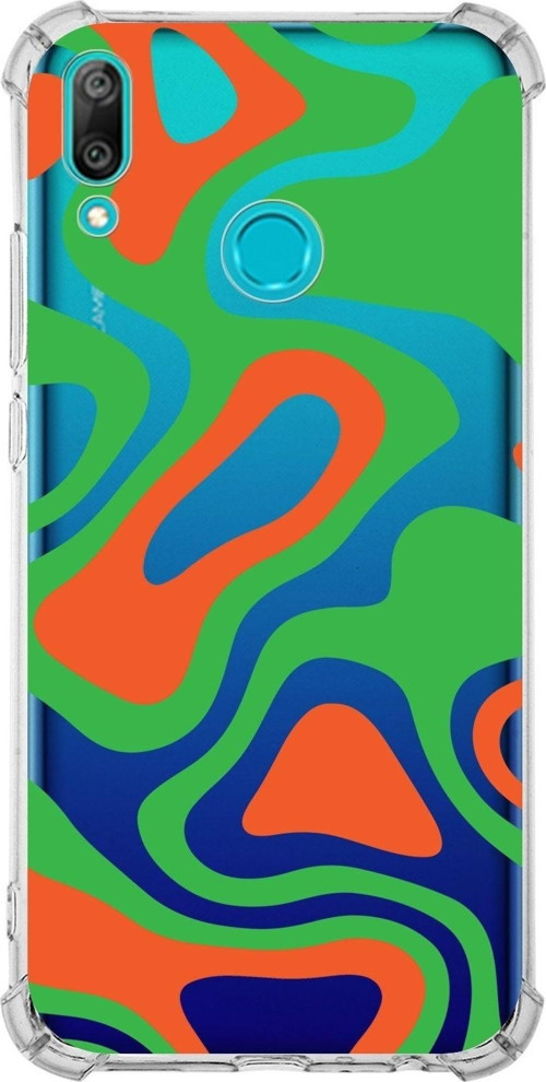 Huawei Y9 2019 Köşe Korumalı Antişok Kapak Renkli Desen Tasarımlı Şeffaf Kılıf