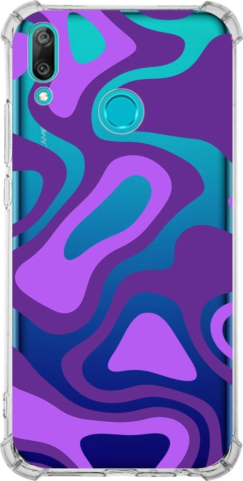 Huawei Y9 2019 Köşe Korumalı Antişok Kapak Renkli Desen Tasarımlı Şeffaf Kılıf