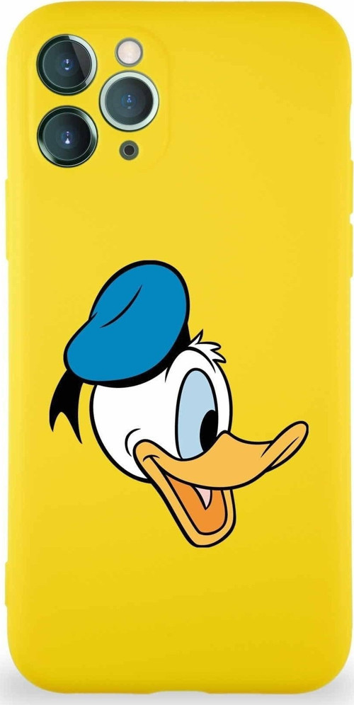 Iphone 11 Pro Uyumlu Soft Premier Kapak Donald Duck-F Tasarımlı Silikon Kılıf - Sarı