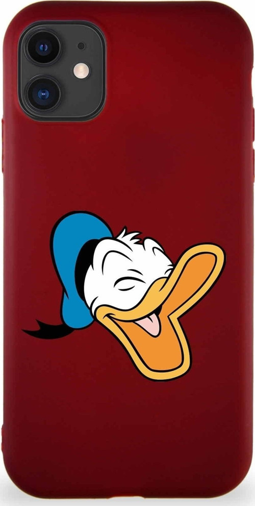 Iphone 11 Uyumlu Soft Premier Kapak Donald Duck-E Tasarımlı Silikon Kılıf - Mürdüm