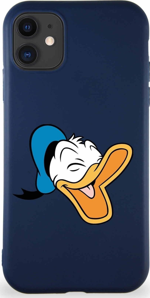 İphone 11 Uyumlu Soft Premier Kapak Donald Duck-E Tasarımlı Silikon Kılıf - Lacivert