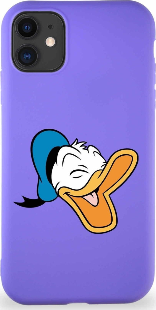 Iphone 11 Uyumlu Soft Premier Kapak Donald Duck-E Tasarımlı Silikon Kılıf - Mor