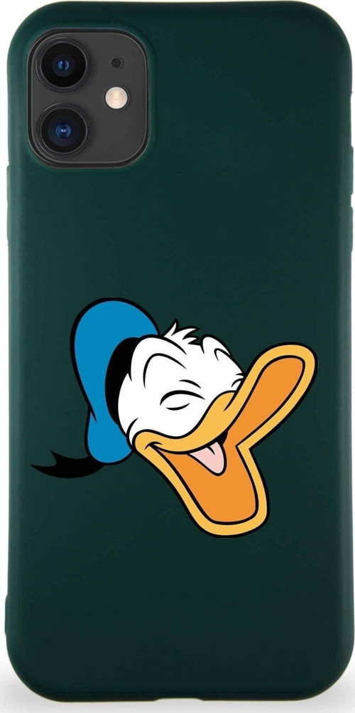 Iphone 11 Uyumlu Soft Premier Kapak Donald Duck-E Tasarımlı Silikon Kılıf - Yeşil
