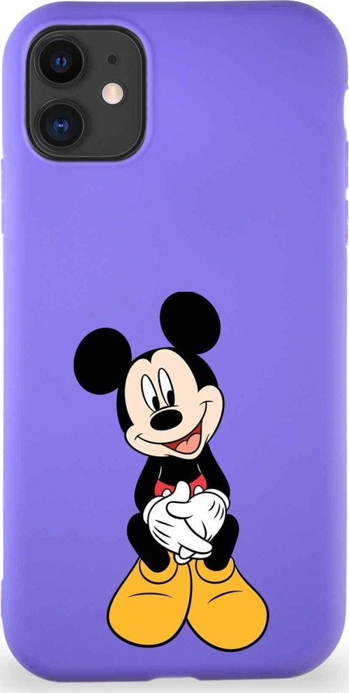 Iphone 11 Uyumlu Soft Premier Kapak Mickey Mouse-A Tasarımlı Silikon Kılıf - Mor