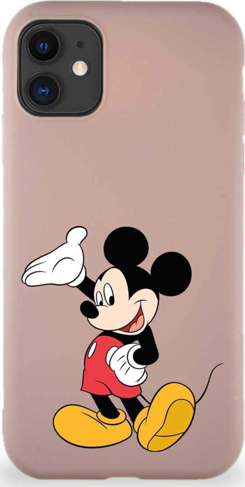 Iphone 11 Uyumlu Soft Premier Kapak Mickey Mouse-C Tasarımlı Silikon Kılıf - Pudra
