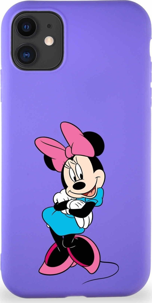 Iphone 11 Uyumlu Soft Premier Kapak Minnie Mouse-D Tasarımlı Silikon Kılıf - Mor