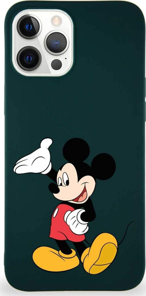 Iphone 12 Pro Max Uyumlu Soft Premier Kapak Mickey Mouse-C Tasarımlı Silikon Kılıf - Yeşil
