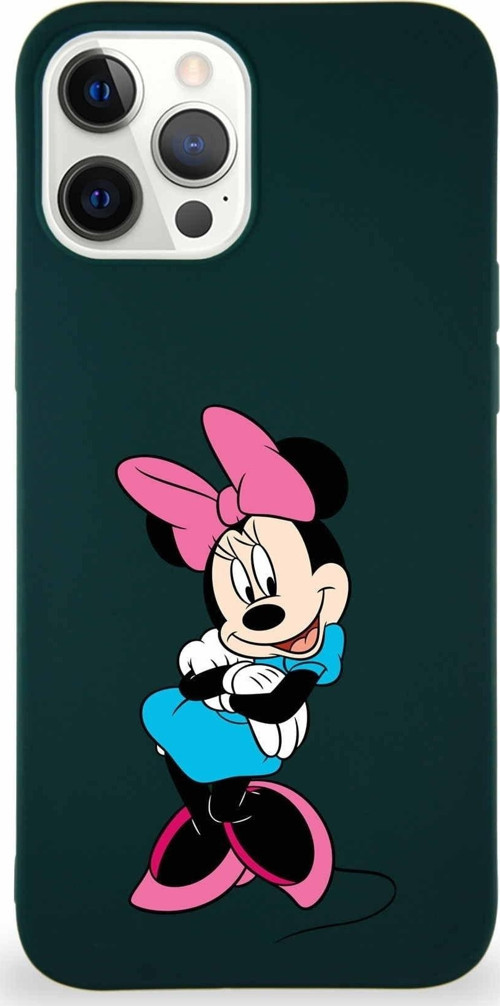 Iphone 12 Pro Max Uyumlu Soft Premier Kapak Minnie Mouse-D Tasarımlı Silikon Kılıf - Yeşil