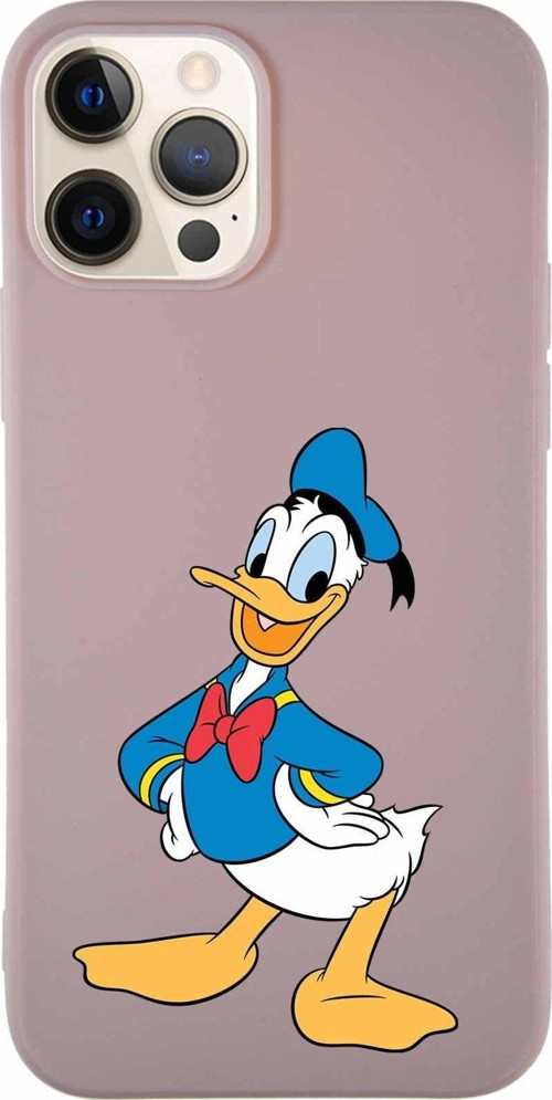 Iphone 12 Pro Soft Premier Kapak Donald Duck-C Tasarımlı Silikon Kılıf - Pudra Uyumlu