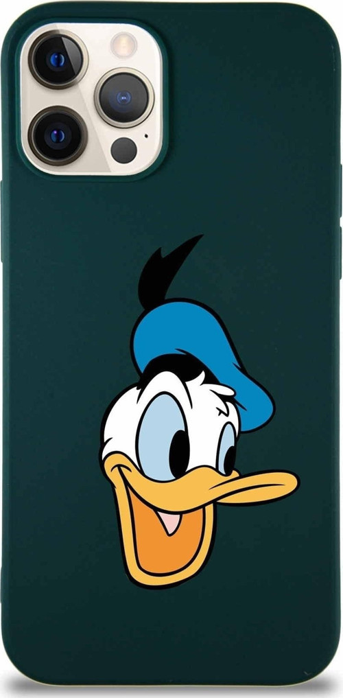 Iphone 12 Pro Uyumlu Soft Premier Kapak Donald Duck-A Tasarımlı Silikon Kılıf - Yeşil