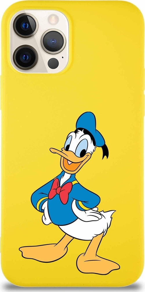 Iphone 12 Pro Uyumlu Soft Premier Kapak Donald Duck-C Tasarımlı Silikon Kılıf - Sarı
