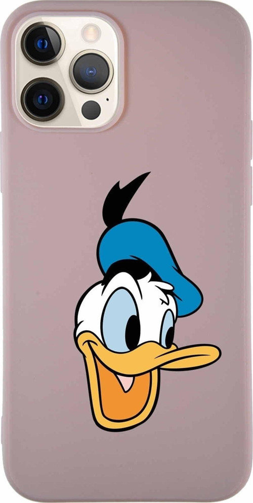 Iphone 12 Pro Uyumlu Soft Premier Kapak Donald Duck-A Tasarımlı Silikon Kılıf - Pudra