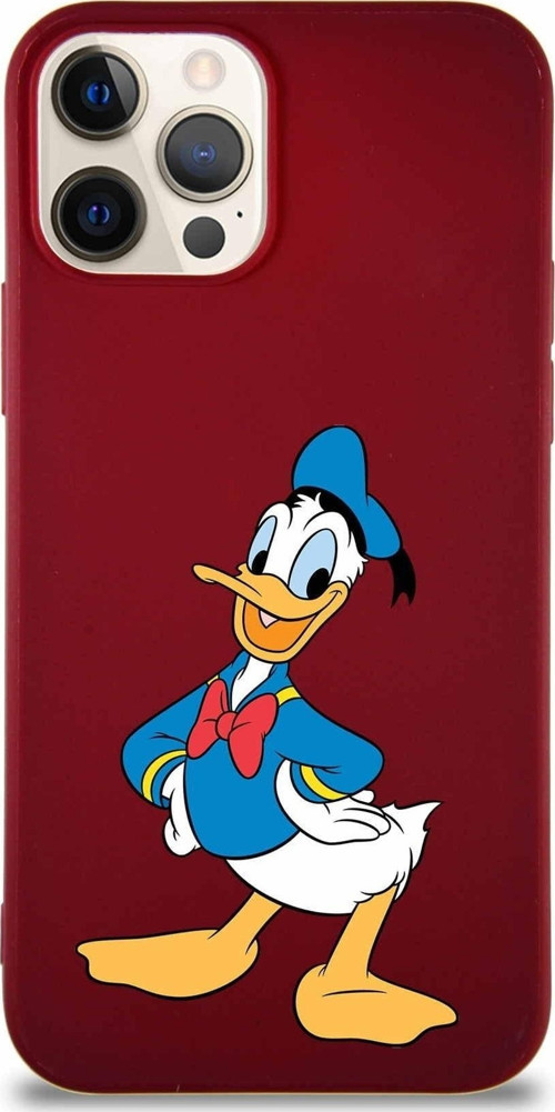 Iphone 12 Pro Uyumlu Soft Premier Kapak Donald Duck-C Tasarımlı Silikon Kılıf - Mürdüm