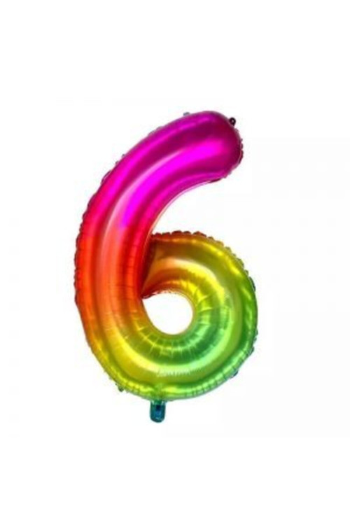 Gökkuşağı 6 Rakamı Folyo Balon 100 Cm