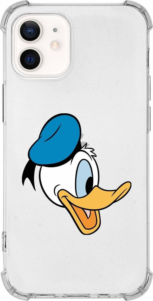 Iphone 12 Uyumlu Köşe Korumalı Antişok Kapak Donald Duck Tasarımlı Şeffaf Kılıf