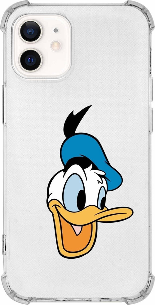 Iphone 12 Uyumlu Köşe Korumalı Antişok Kapak Donald Duck Tasarımlı Şeffaf Kılıf