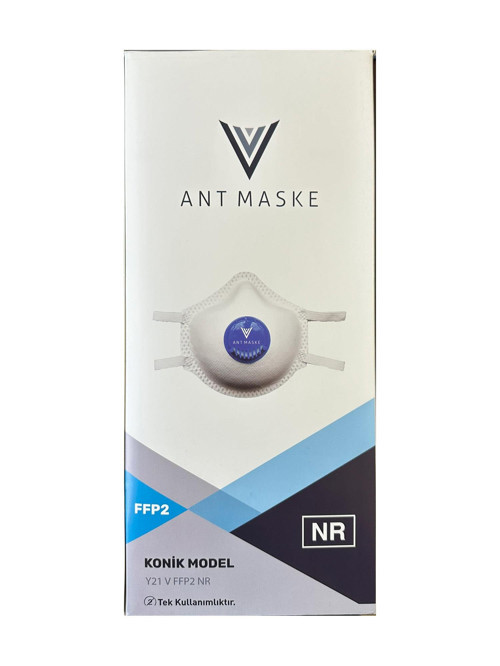 Beyaz Ventilli FFP2 NR Toz İş Güvenlik Sanayi Boya Konik Maske - 25 Adetlik Paket