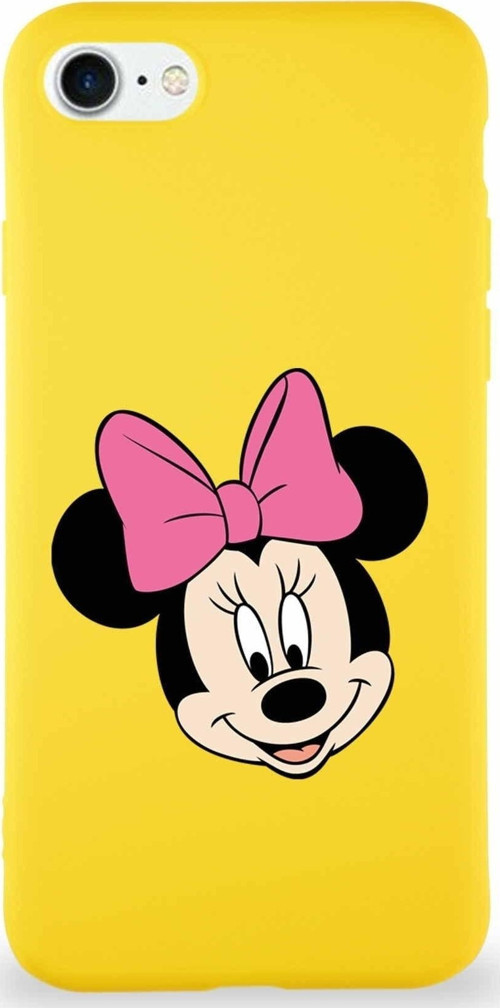 Iphone Se 2022 Soft Premier Kapak Minnie Mouse-C Tasarımlı Silikon Kılıf - Sarı Uyumlu