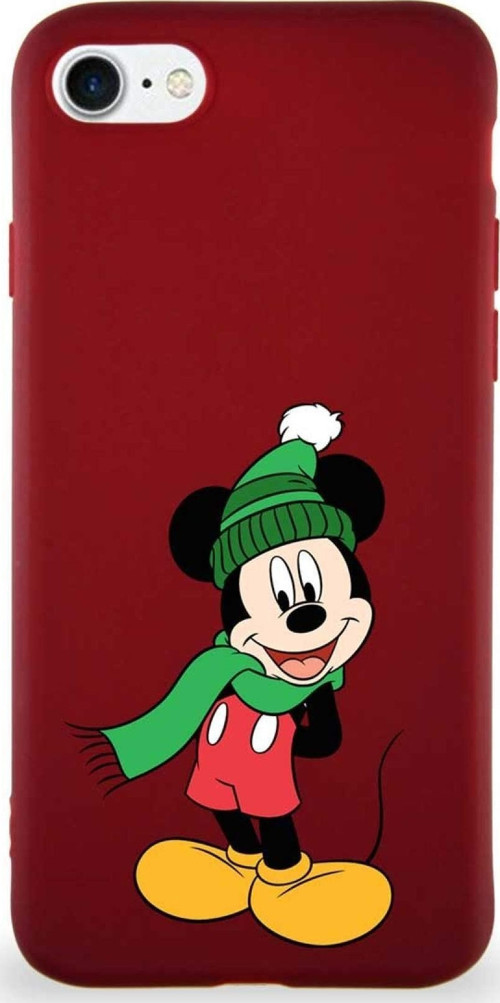 Iphone Se 2022 Soft Premier Uyumlu Kapak Mickey Mouse-G Tasarımlı Silikon Kılıf - Mürdüm