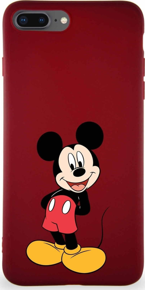 Iphone 8 Plus Soft Premier Kapak Mickey Mouse-B Tasarımlı Silikon Kılıf - Mürdüm