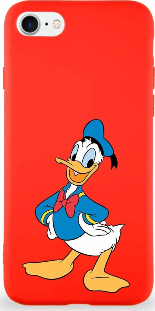 Iphone Se 2022 Uyumlu Soft Premier Kapak Donald Duck-C Tasarımlı Silikon Kılıf - Kırmızı