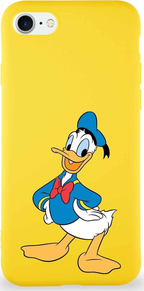 Iphone Se 2022 Uyumlu Soft Premier Kapak Donald Duck-C Tasarımlı Silikon Kılıf - Sarı