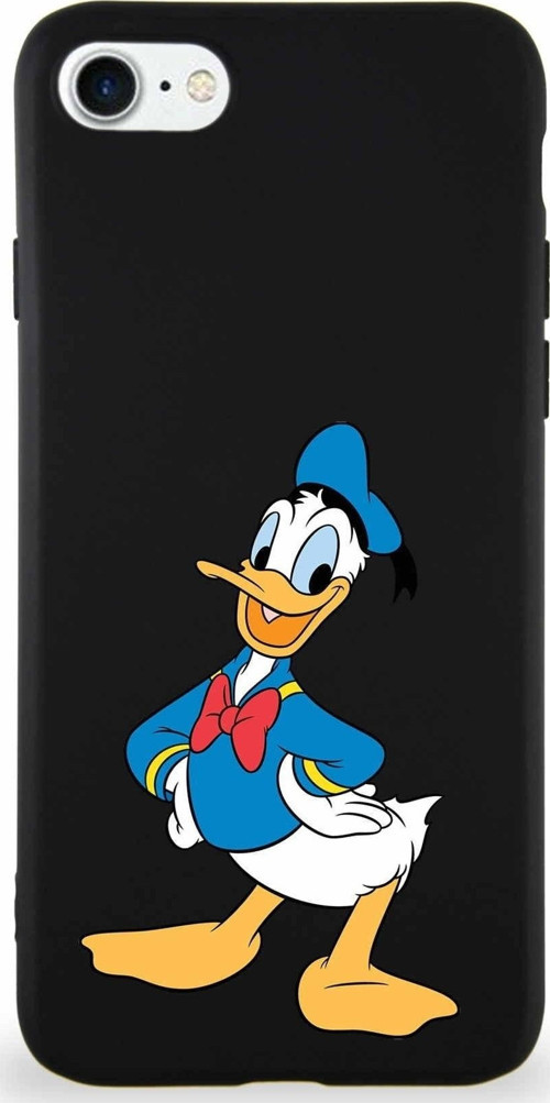 Iphone Se 2022 Uyumlu Soft Premier Kapak Donald Duck-C Tasarımlı Silikon Kılıf - Siyah