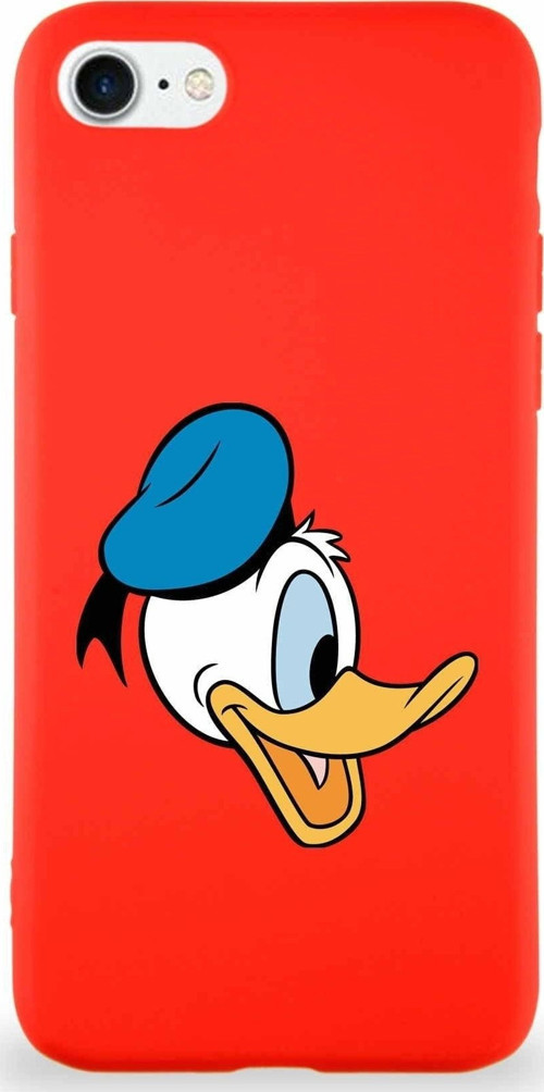 Iphone Se 2022 Uyumlu Soft Premier Kapak Donald Duck-F Tasarımlı Silikon Kılıf - Kırmızı