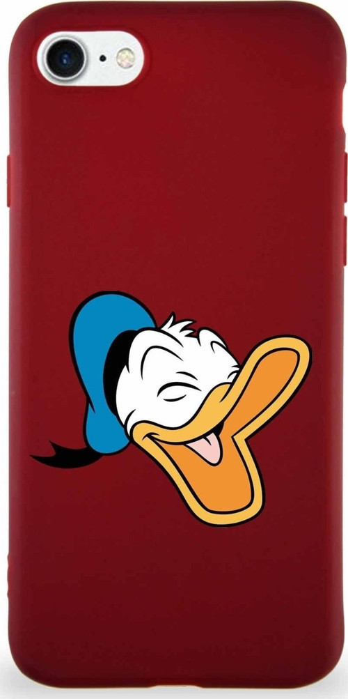 Iphone 8 Plus Uyumlu Soft Premier Kapak Donald Duck-E Tasarımlı Silikon Kılıf - Mürdüm