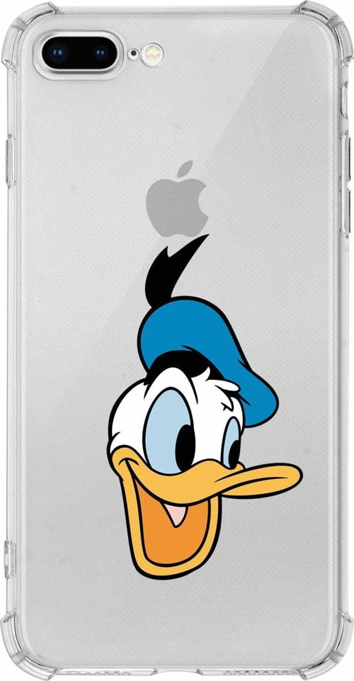 Iphone 8 Plus Uyumlu Köşe Korumalı Antişok Kapak Donald Duck Tasarımlı Şeffaf Kılıf