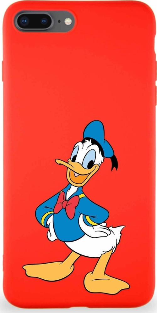 Iphone 8 Plus Uyumlu Soft Premier Kapak Donald Duck-C Tasarımlı Silikon Kılıf - Kırmızı