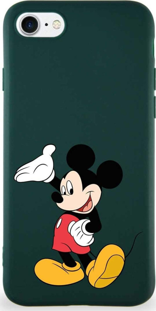 Iphone Se 2022 Uyumlu Soft Premier Kapak Mickey Mouse-C Tasarımlı Silikon Kılıf - Yeşil