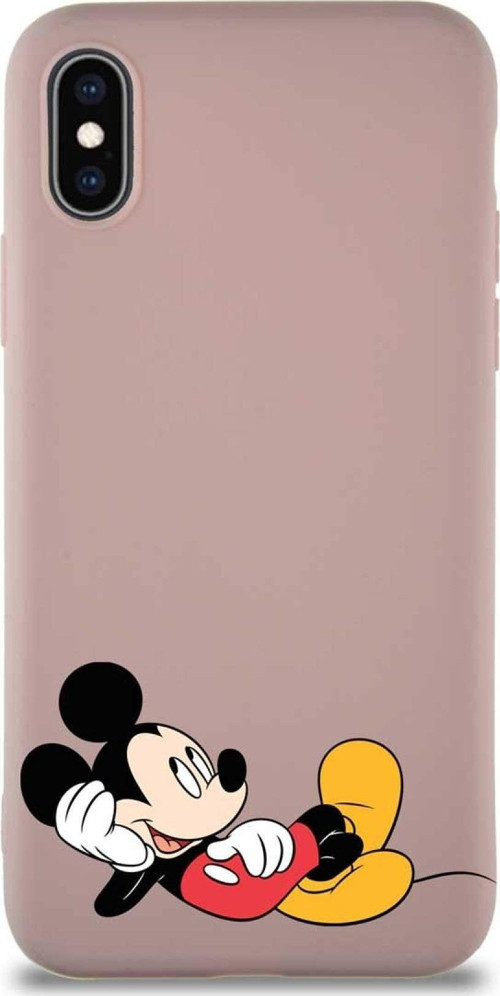 Iphone X Uyumlu Soft Premier Kapak Mickey Mouse-F Tasarımlı Silikon Kılıf - Pudra