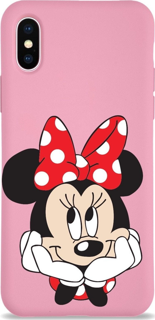 Iphone Xs Max Lansman Uyumlu Kılıf Minnie Mouse Tasarımlı Altı Kapalı Içi Kadife Kaplı Kapak