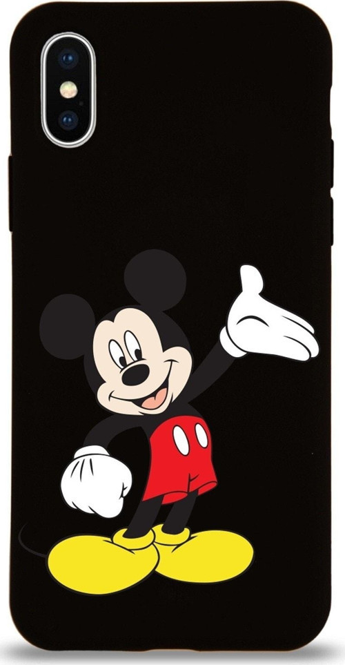 Iphone Xs Max Lansman Kılıf Mickey Mouse Tasarımlı Altı Kapalı Içi Kadife Kaplı Kapak Uyumlu