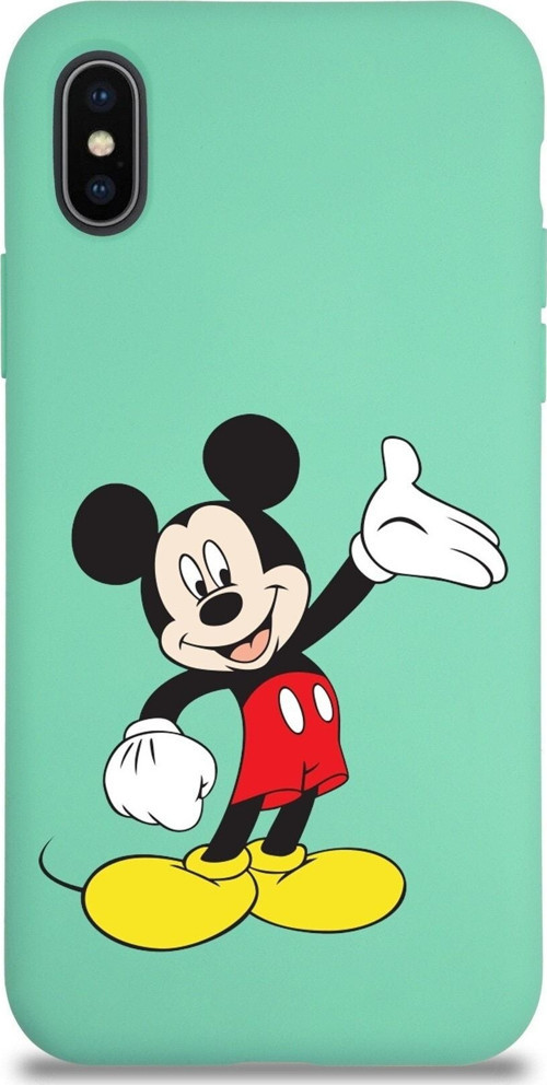 Iphone Xs Max Uyumlu Kılıf Mickey Mouse Tasarımlı Altı Kapalı Içi Kadife Kaplı Kapak
