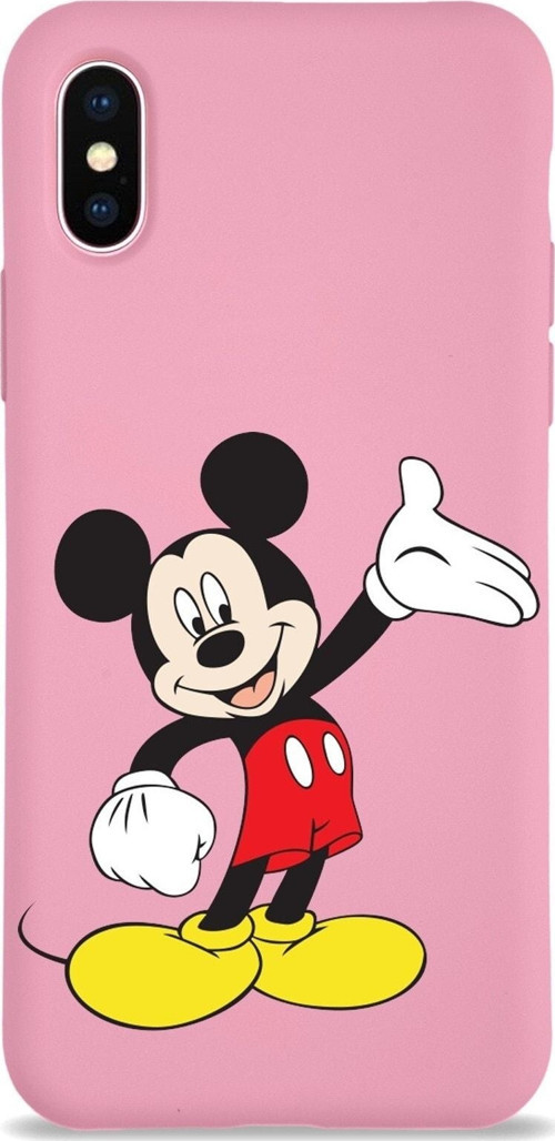 Iphone Xs Max Uyumlu Lansman Kılıf Mickey Mouse Tasarımlı Altı Kapalı Içi Kadife Kaplı Kapak