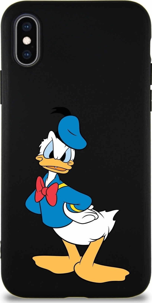 Iphone Xs Uyumlu Soft Premier Kapak Donald Duck-D Tasarımlı Silikon Kılıf - Siyah