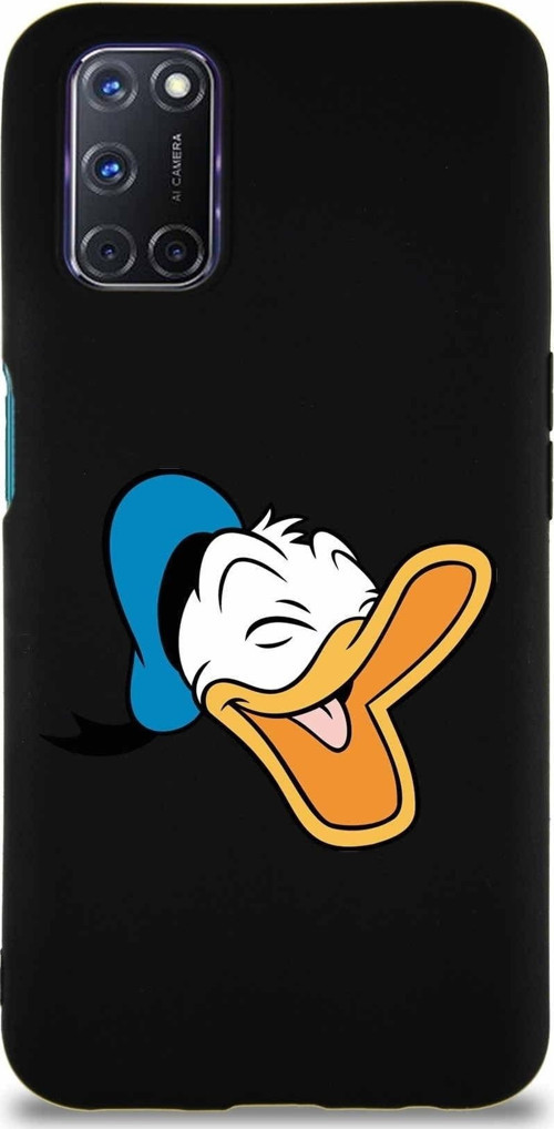 Oppo A72 Soft Premier Kapak Donald Duck-E Tasarımlı Silikon Kılıf - Siyah