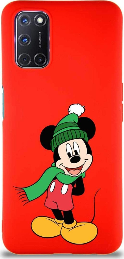 Oppo A72 Soft Premier Kapak Mickey Mouse-G Tasarımlı Silikon Kılıf - Kırmızı
