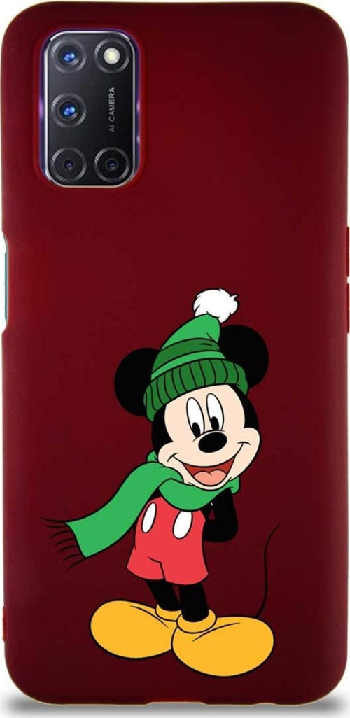 Oppo A72 Soft Premier Kapak Mickey Mouse-G Tasarımlı Silikon Kılıf - Mürdüm