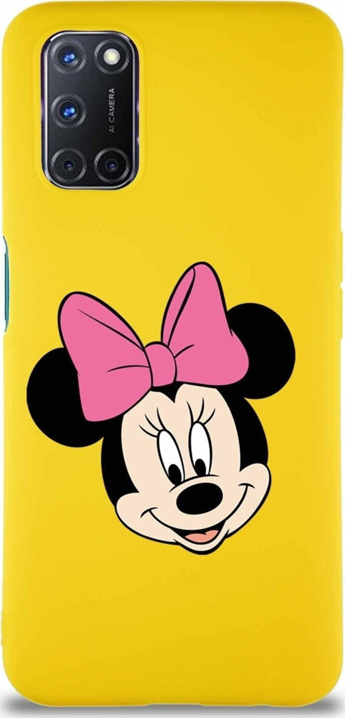 Oppo A72 Soft Premier Kapak Minnie Mouse-C Tasarımlı Silikon Kılıf - Sarı