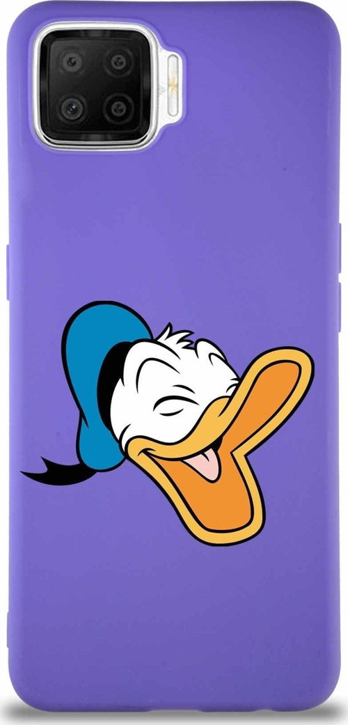 Oppo A73 Soft Premier Kapak Donald Duck-E Tasarımlı Silikon Kılıf - Mor