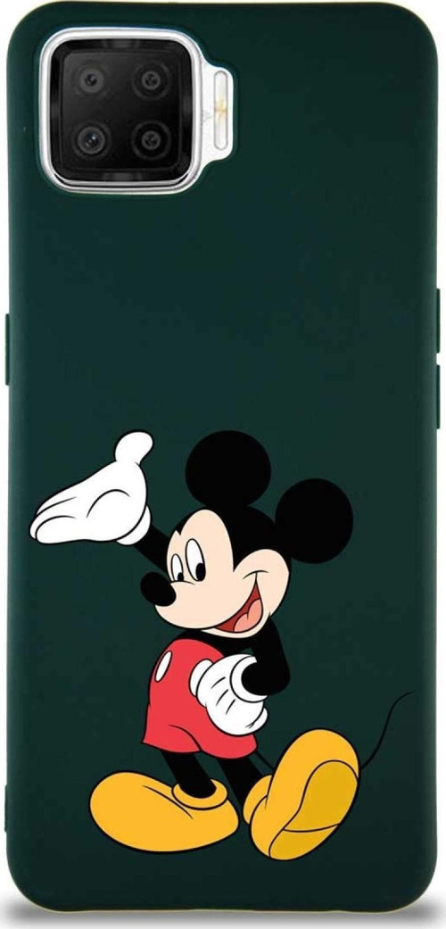 Oppo A73 Soft Premier Kapak Mickey Mouse-C Tasarımlı Silikon Kılıf - Yeşil