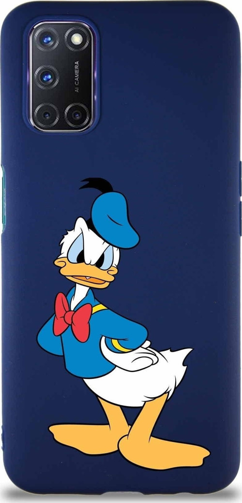 Oppo A92 Soft Premier Kapak Donald Duck-D Tasarımlı Silikon Kılıf - Lacivert